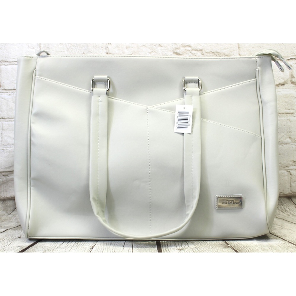 BELLA RUSSO Extra Large Purse TOTE LAPTOP BAG Shoulder Bag TRAVEL Grey 2 ZIPPERS